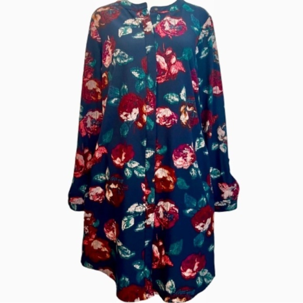 Long sleeved tunic dress in jewel tones